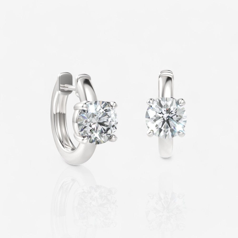 Round Diamond Huggie Earring Baskets