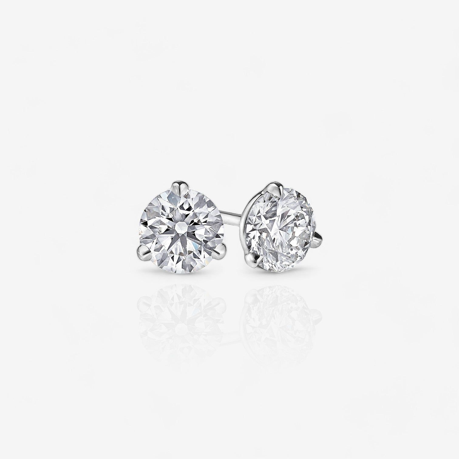 Round Three-Prong Martini Diamond Earring Baskets